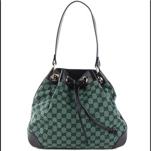 GUCCI “GG” Canvas & Leather Hobo Bag